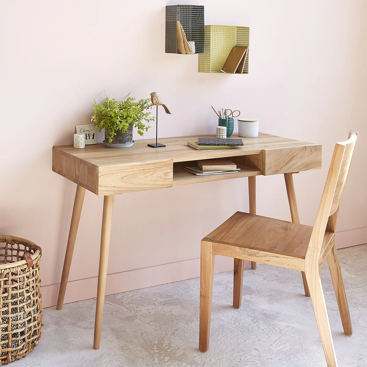 Bureau en teck massif 120 cm - Image 4