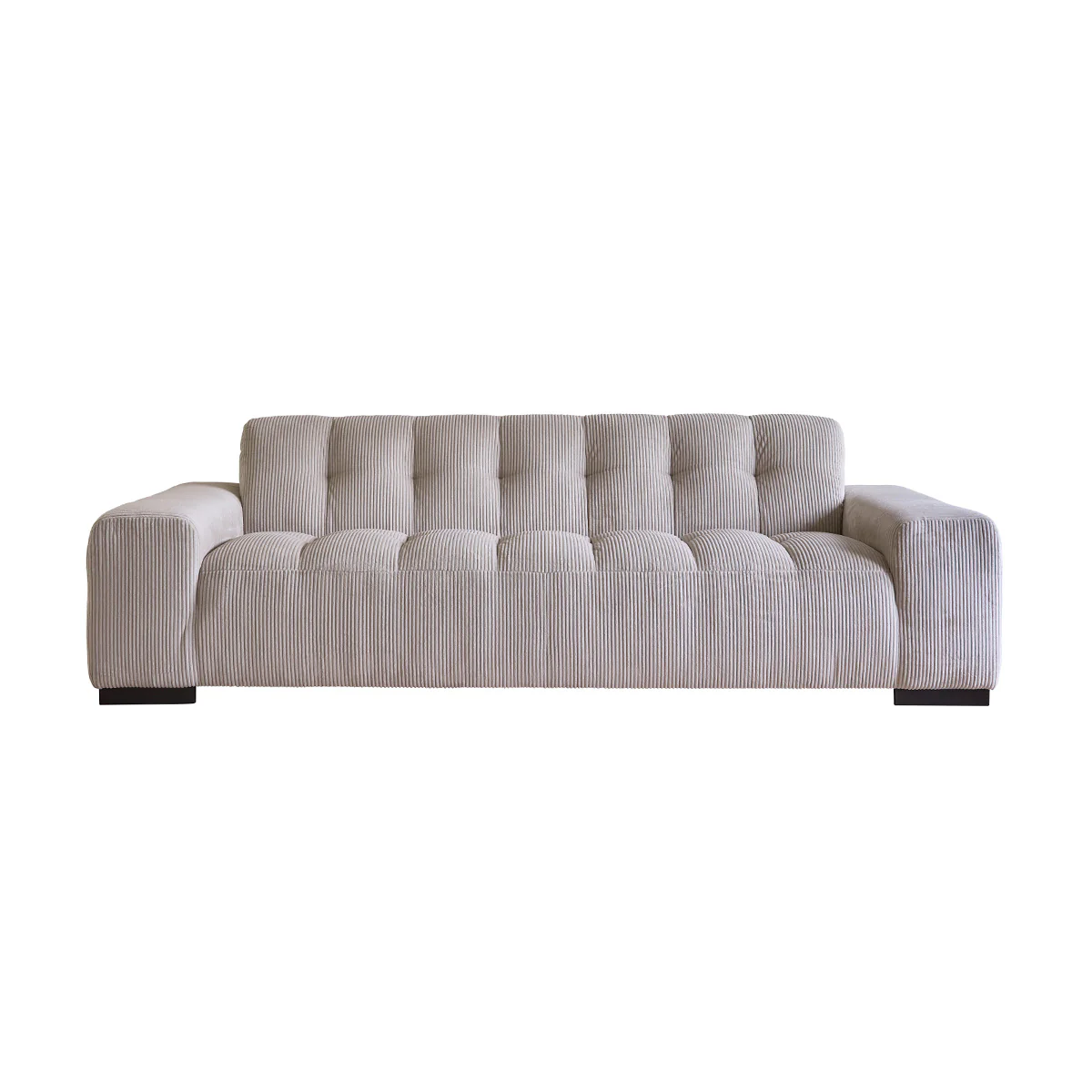 Canapé droit 4 places en velours côtelé écru - Image 2