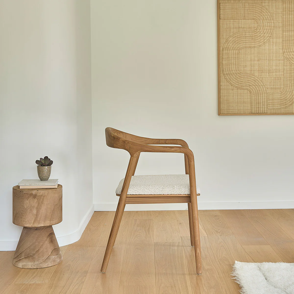 Chaise en teck massif assise bouclette - Image 3