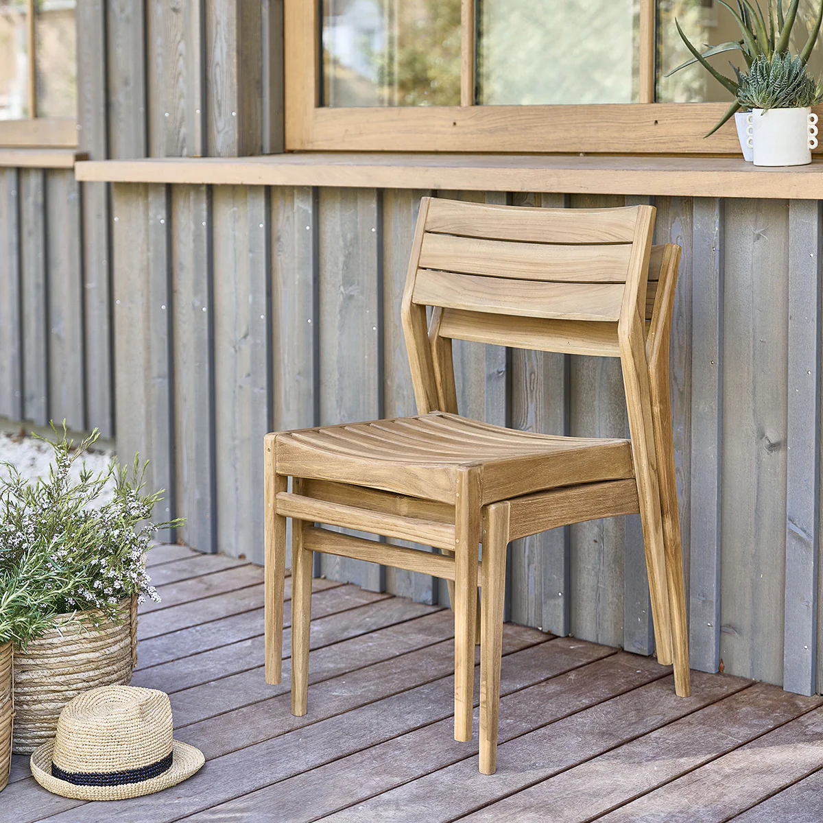 Chaise de jardin en teck massif (lot de 2) - Image 3