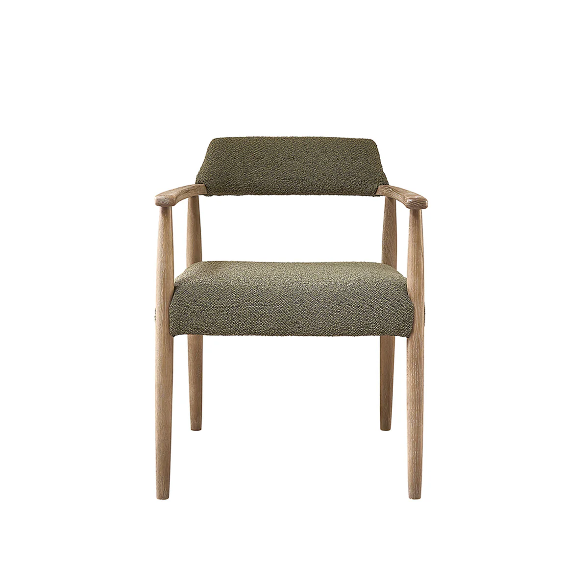 Chaise en chêne et tissu bouclette kaki - Image 2