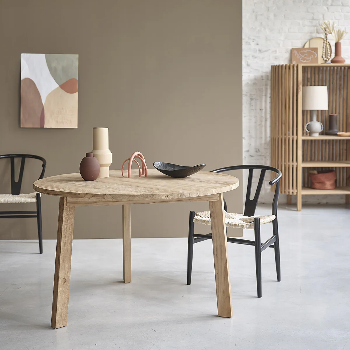 Chaise en mindi massif noire et corde naturelle - Image 5