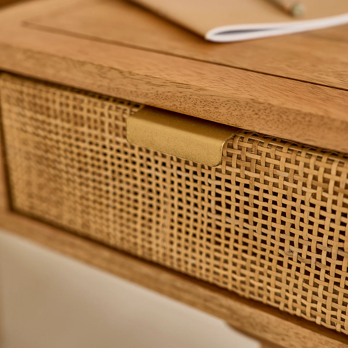 Coiffeuse en manguier massif et cannage 90 cm - Image 5