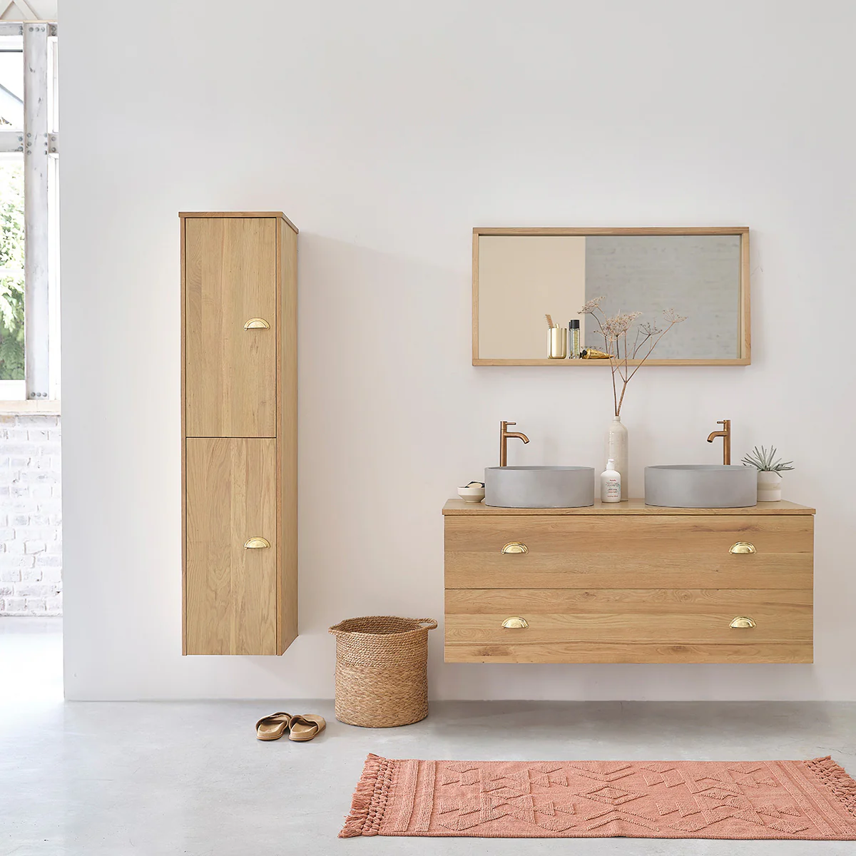 Colonne de salle de bain en chêne massif 150 cm - Image 6