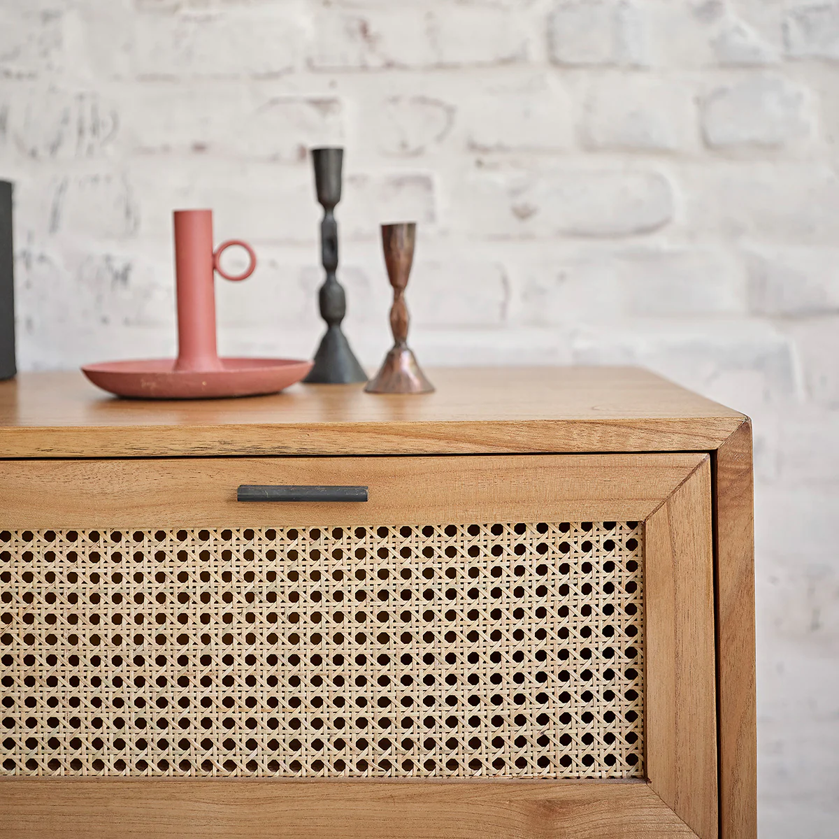 Commode en mindi massif et cannage 100 cm - Image 6