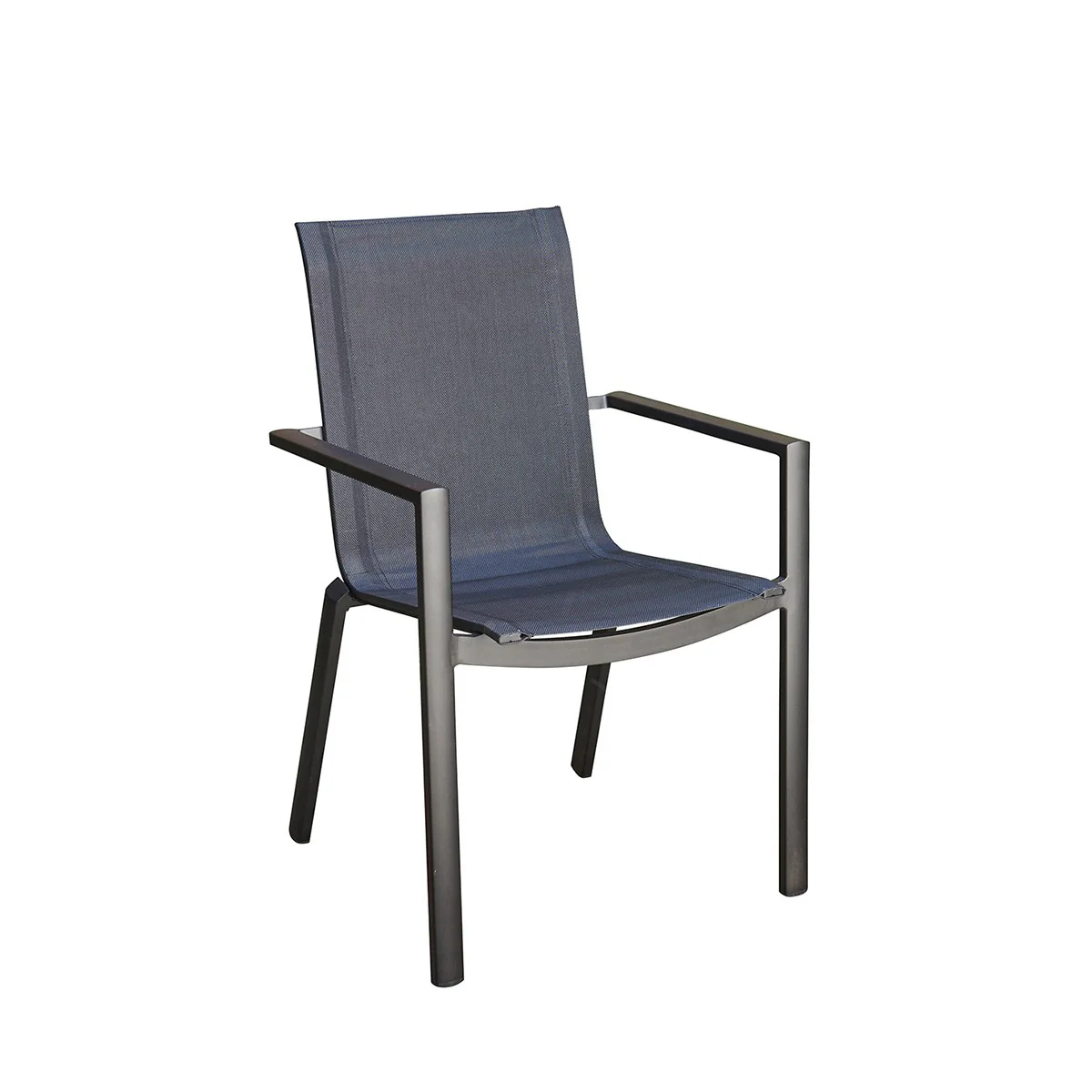 Fauteuil de jardin en aluminium et textilène gris - Image 2