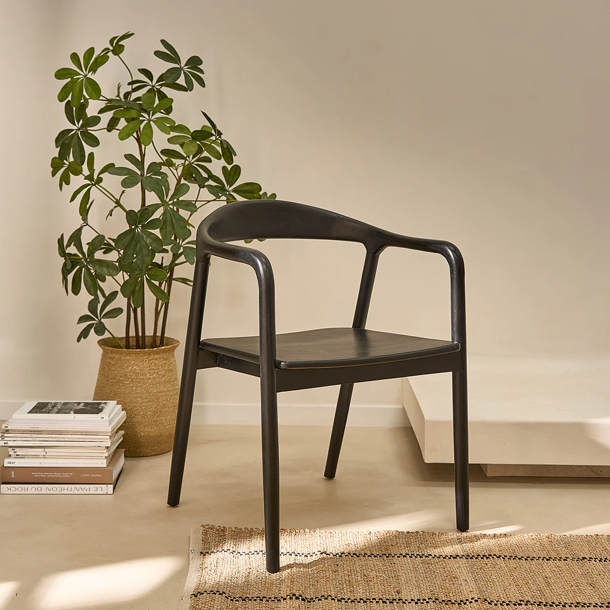 Lot de 2 chaises en teck massif noire - Image 3