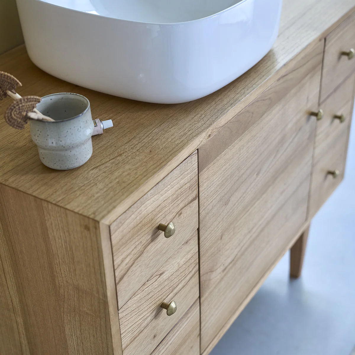 Meuble sous vasque en mindi massif 100 cm - Image 4