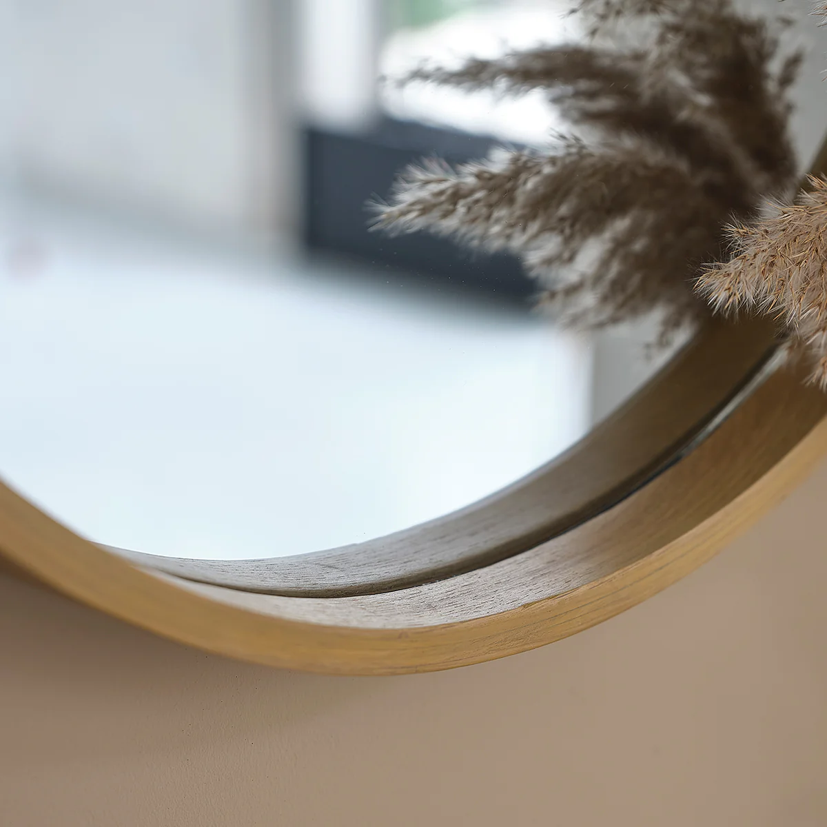 Miroir en chêne massif rond Ø 50 cm - Image 3