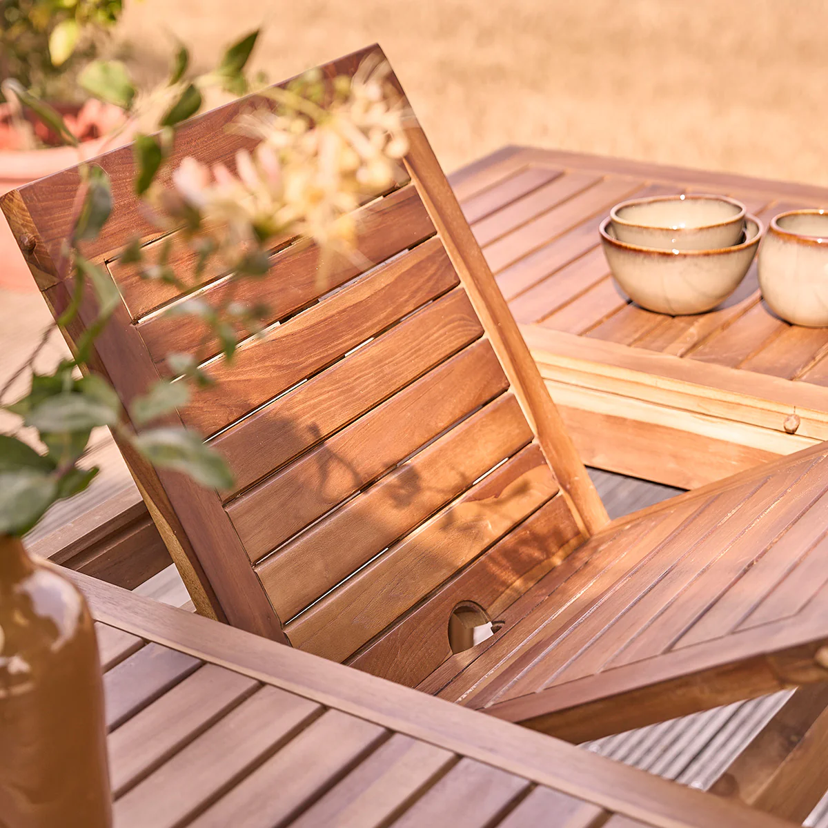 Salon de jardin en teck huilé massif extensible 4/8 pers. - Image 4