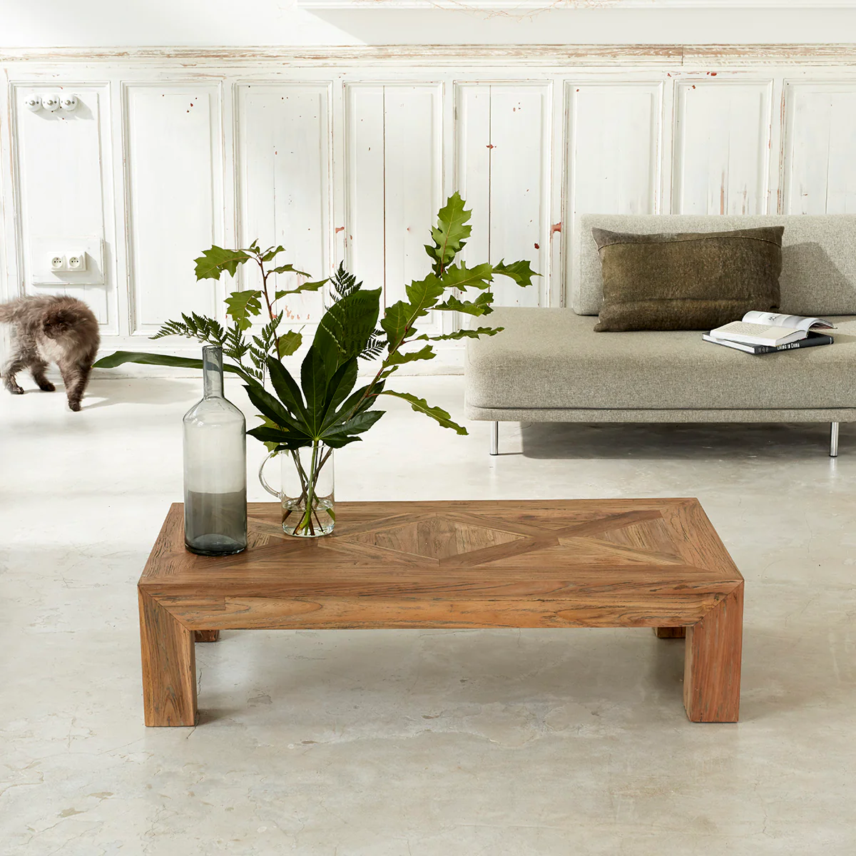 Table basse en teck massif recyclé 120 cm - Image 3