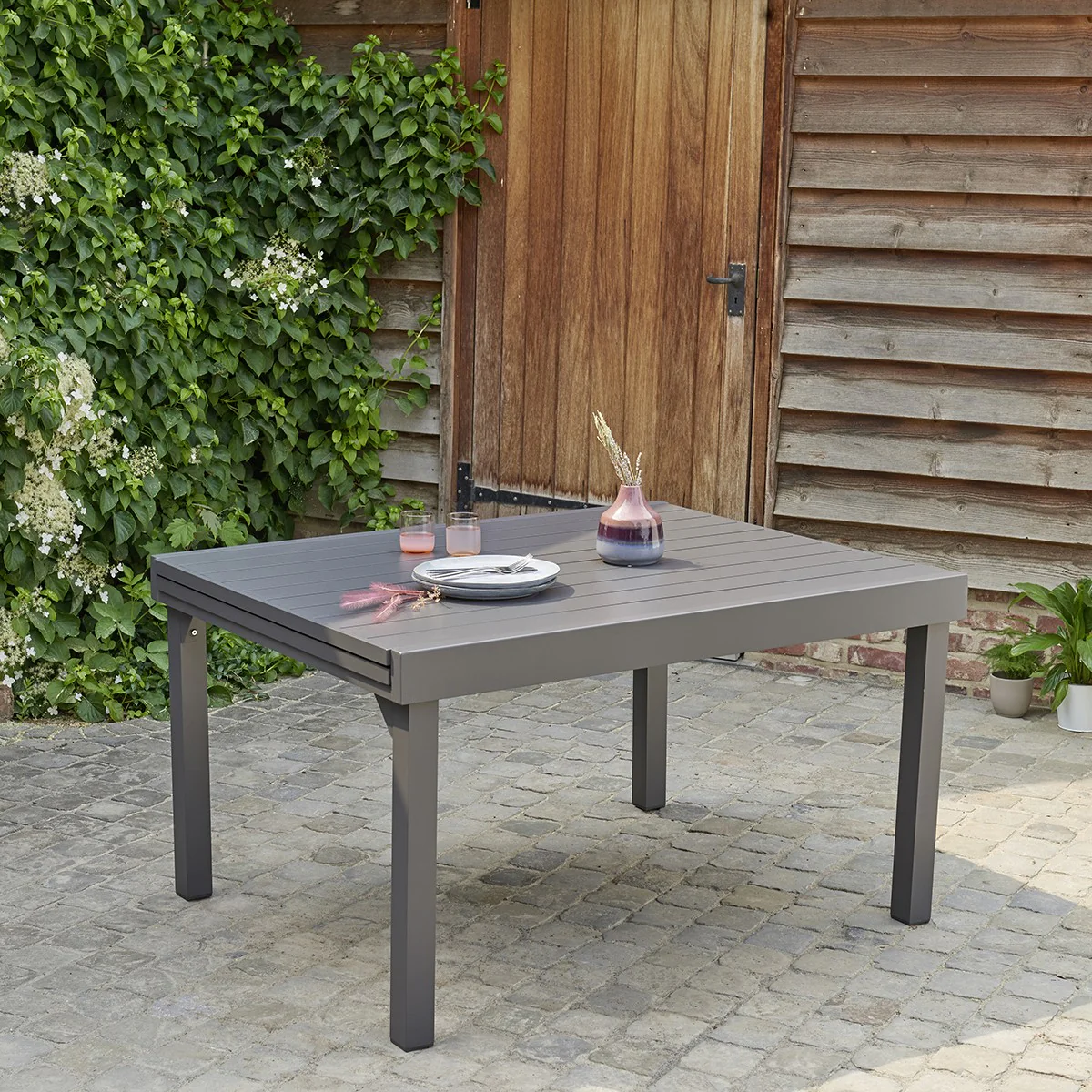 Table de jardin en aluminium extensible gris 6/10 pers. - Image 3