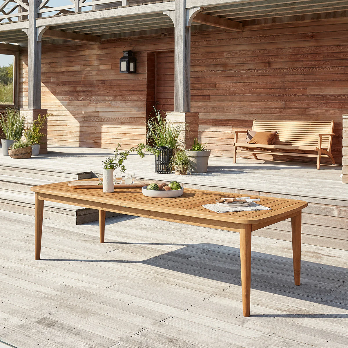 Table de jardin en teck massif recyclé extensible 10/12pers. - Image 3