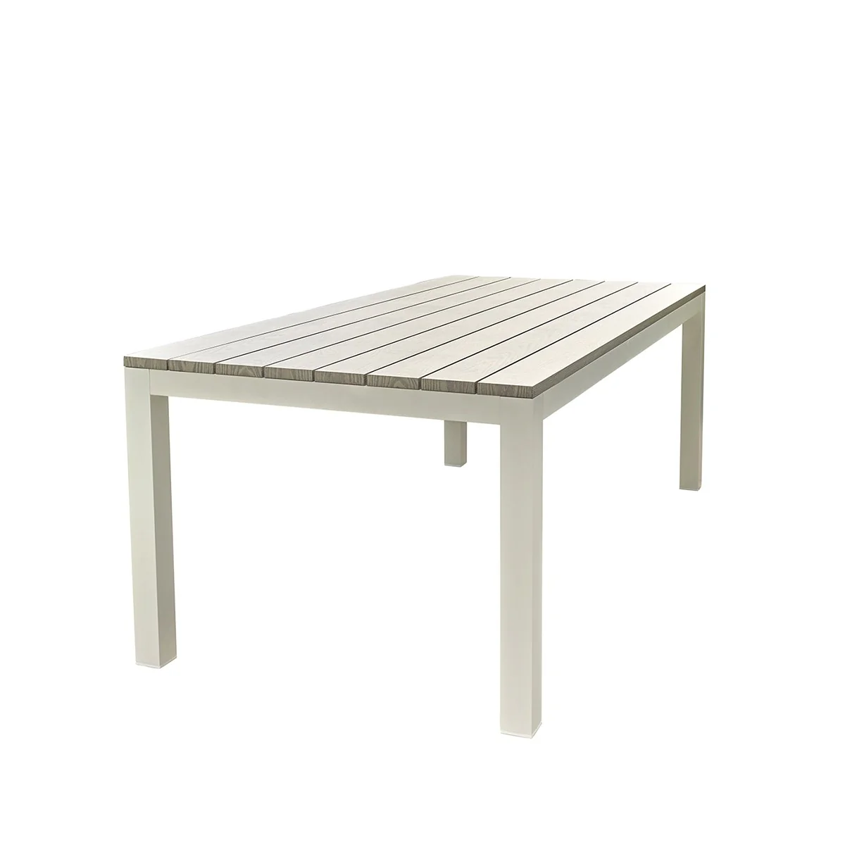 Table de jardin en aluminium blanc et gris 8 pers. - Image 2